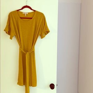 Mustard tie waist dress